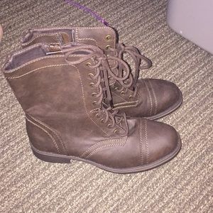 Brown combat boots